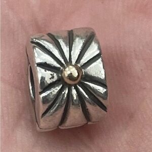 Pandora Sunburst Clip Charm Silver and 14k Gold 790216